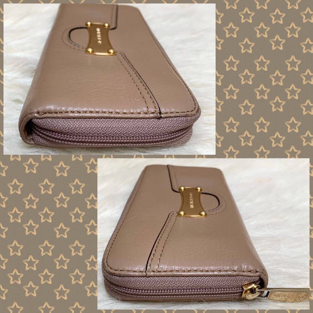 MICHAEL KORS Dark Khaki Taupe Leather Zip Around SARATOGA Continental Wallet - Picture 2 of 16